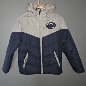 Boys' LARGE 14-16 Navy and Gray Puffer Jacket with Hood